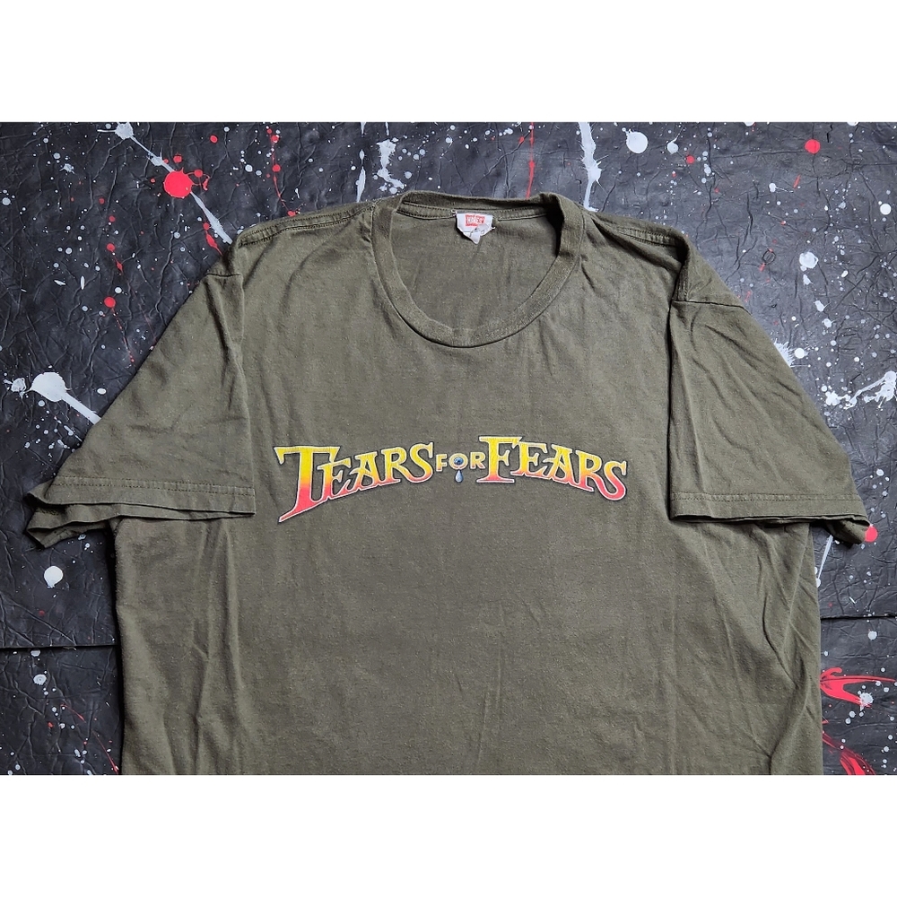 Vintage 80s Tears for Fears men's graphic spell-out concert promo band tee sz L